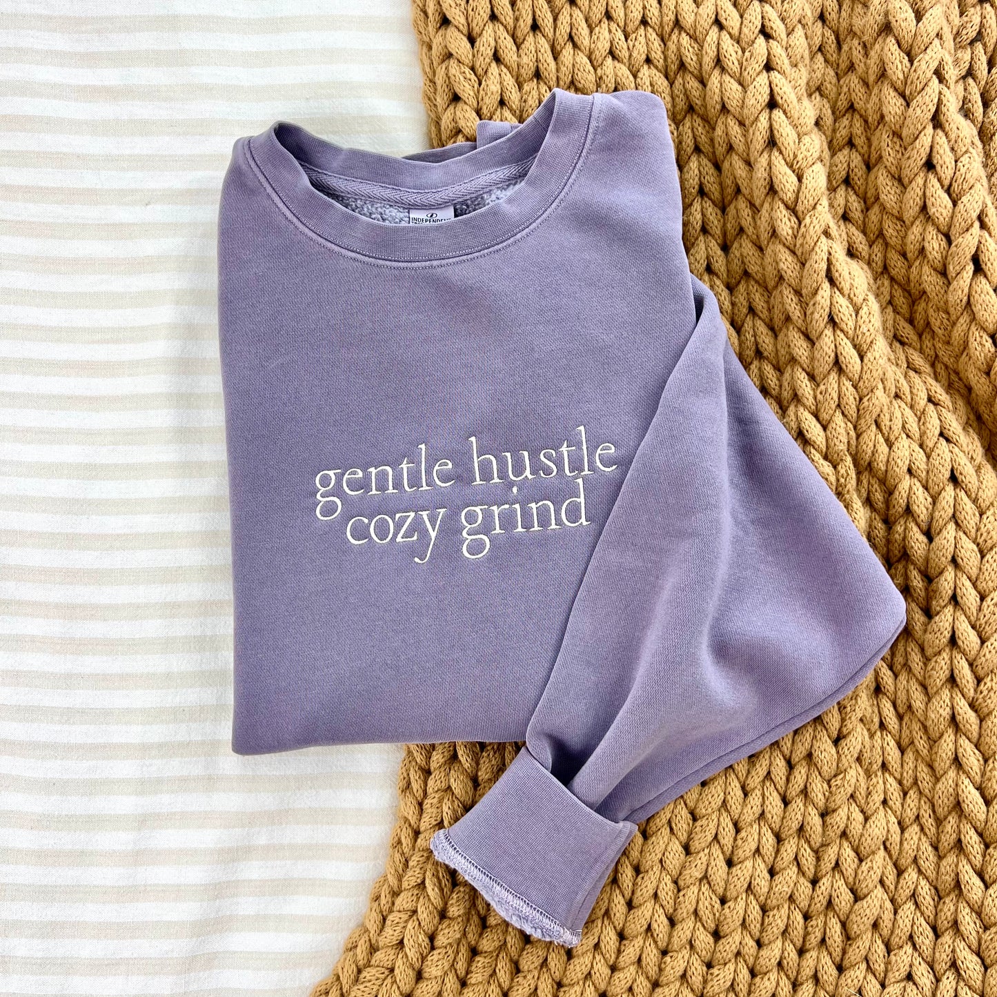 Gentle Hustle, Cozy Grind - Embroidered Crewneck