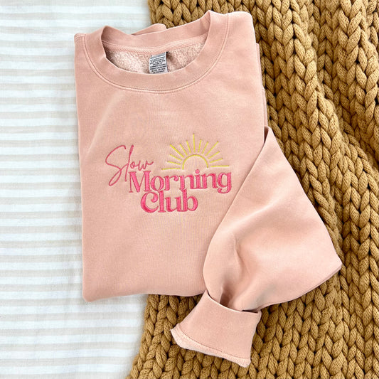 Slow Morning Club - Embroidered Crewneck